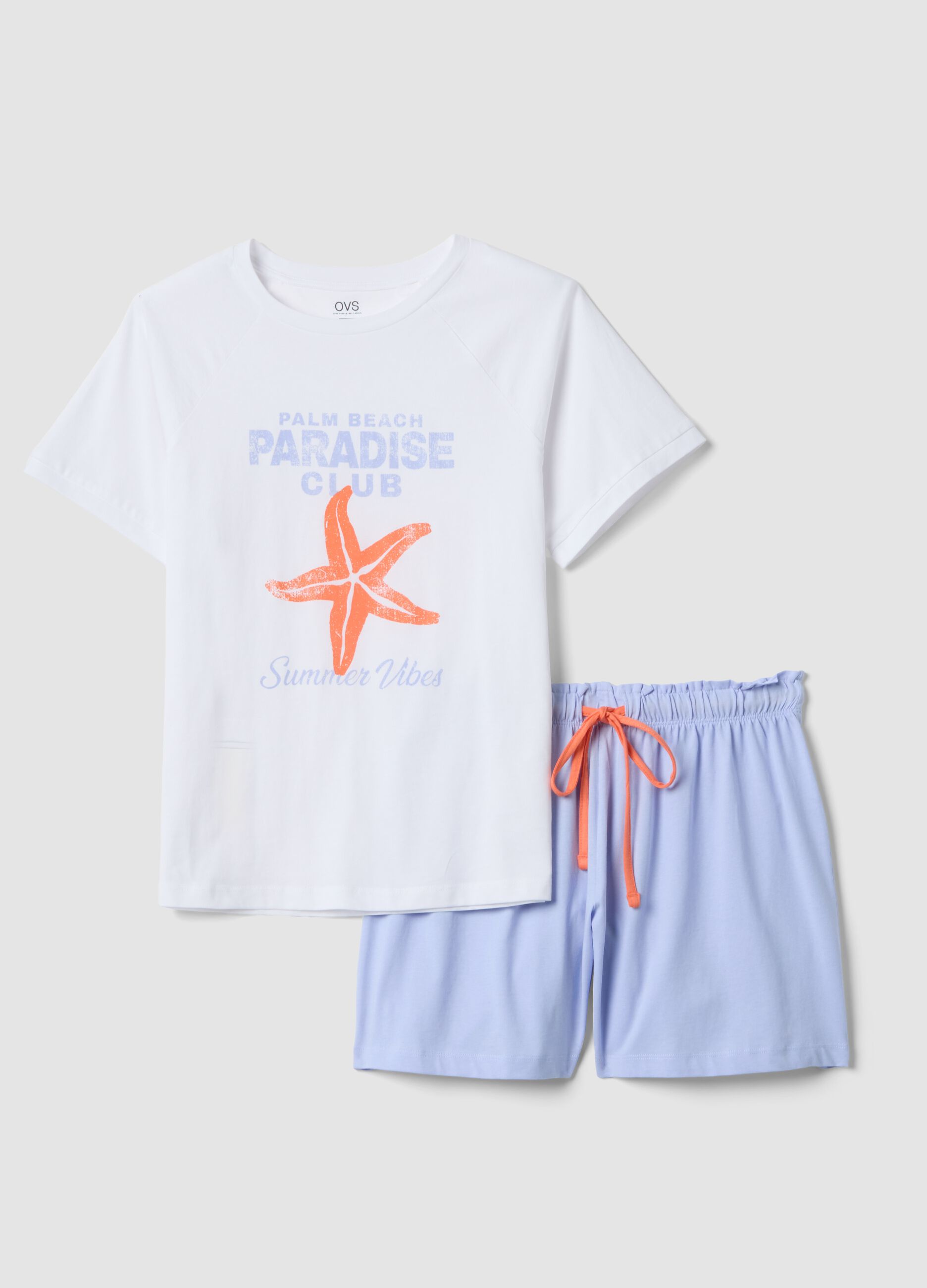 Multicolour pure cotton short pyjamas, regular fit with print