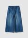 Wide-leg blue pure cotton jeans for girls_0