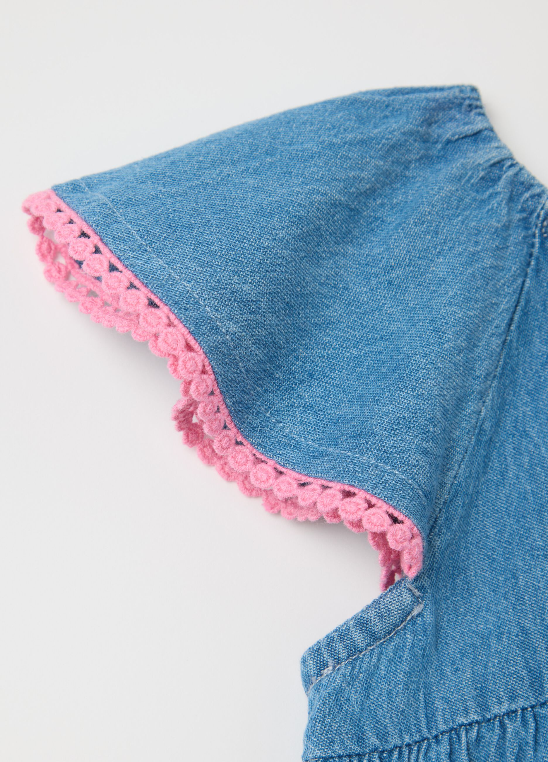 Denim dress with bows