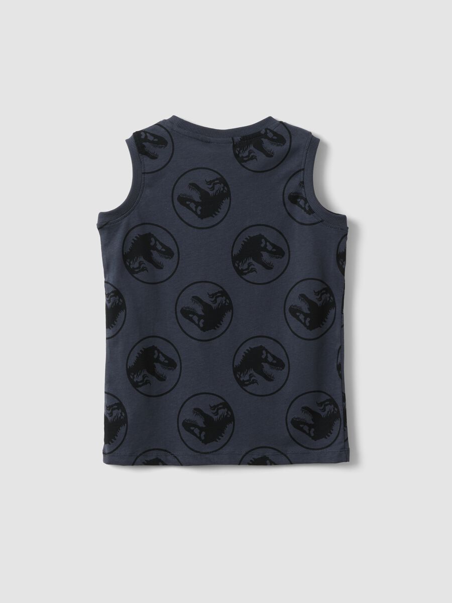 Canottiera in puro cotone grigia da bambino oversize fit con stampa_1