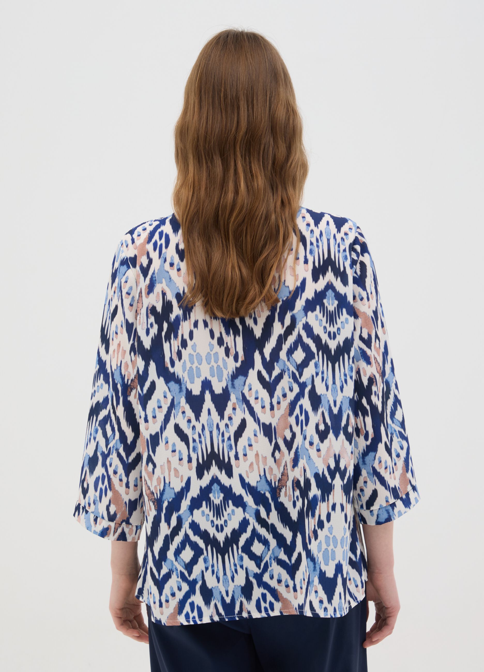 Blusa da donna in misto con stampa geometrica multicolor regular fit