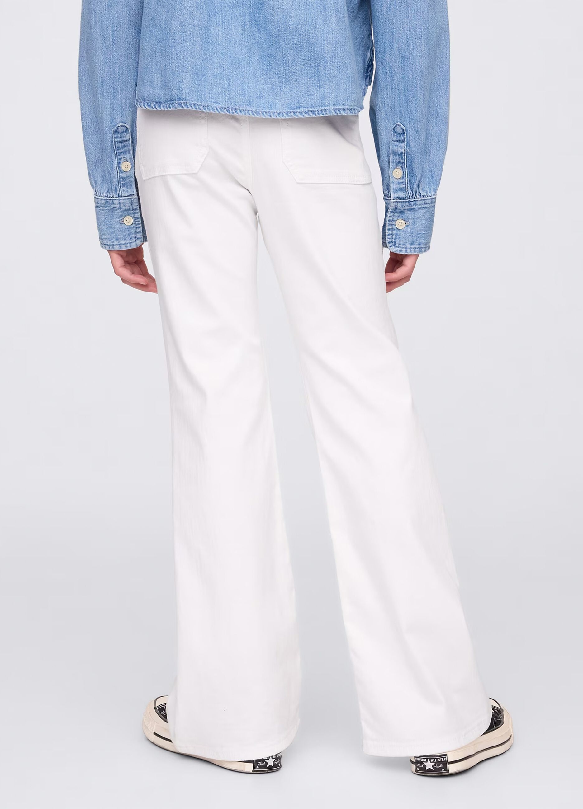 White flared jeans