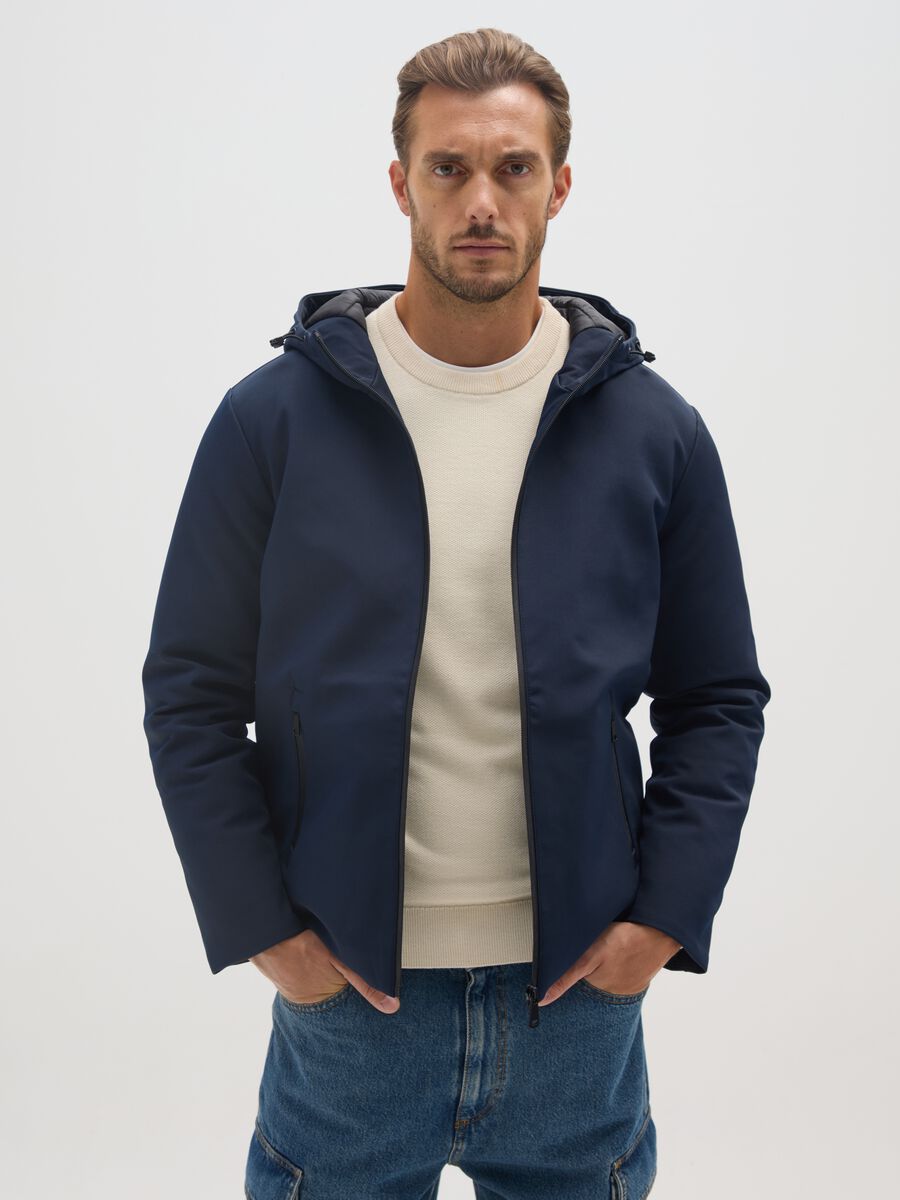 Blue Stretch Fabric Jacket Regular Fit_0