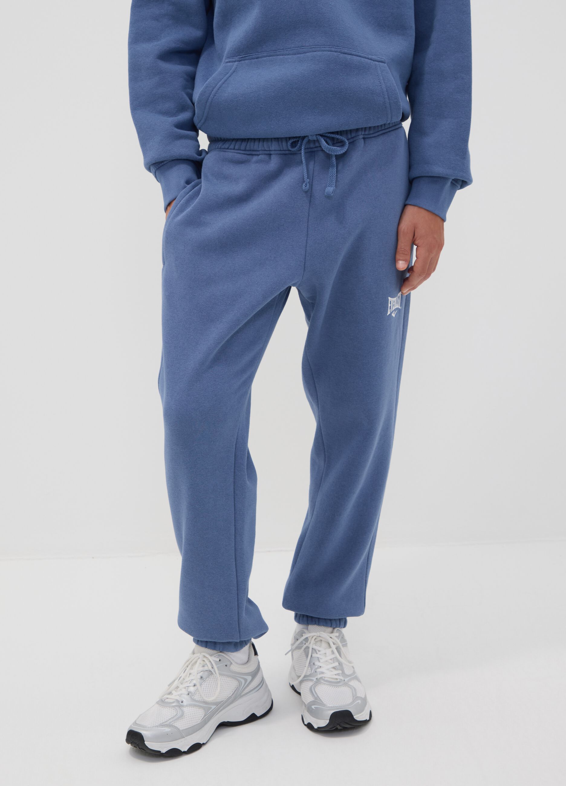 Blue cotton-blend joggers with logo