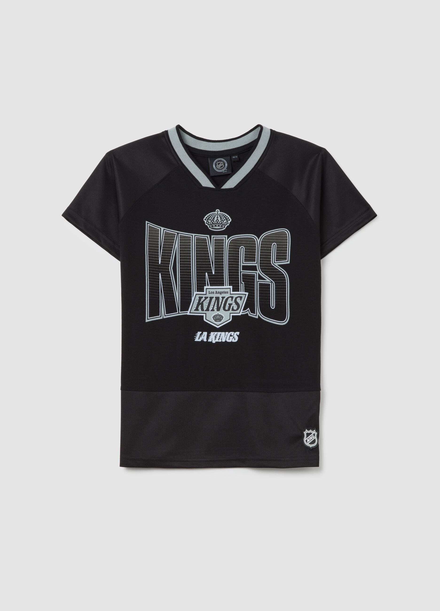 Children's black pure cotton T-shirt with LA KINGS print