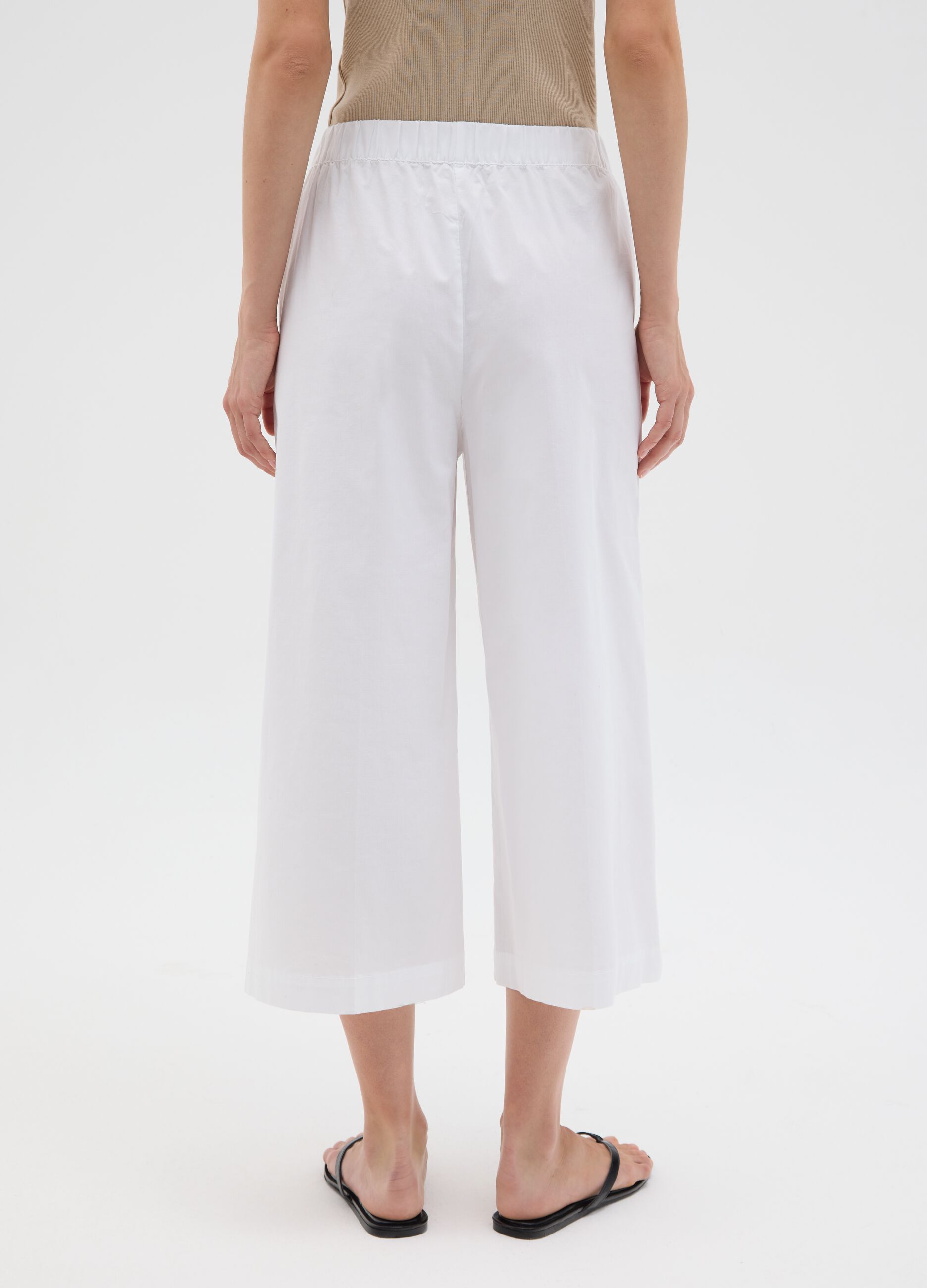 Women's White Regular Fit Culotte Trousers
