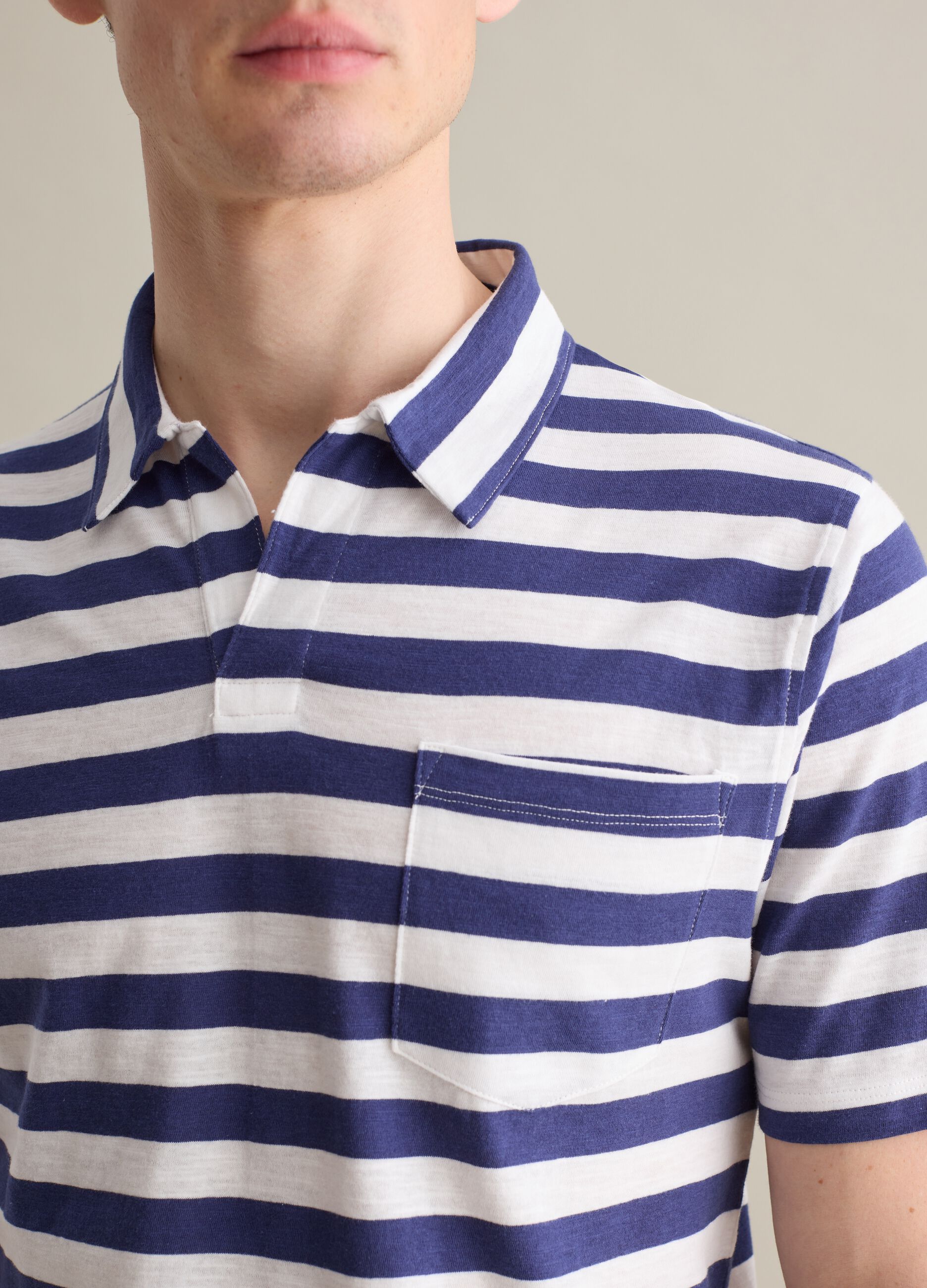 White and Blue Stripe Cotton Polo by Piombo