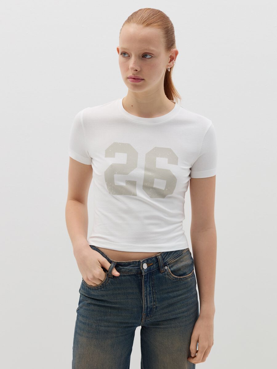Printed cotton stretch T-shirt_0