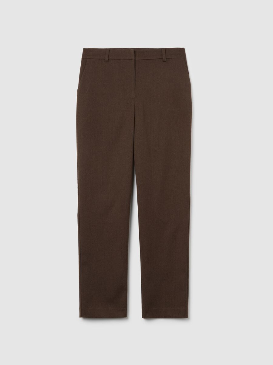 Brown slim trousers in stretchy fabric_4