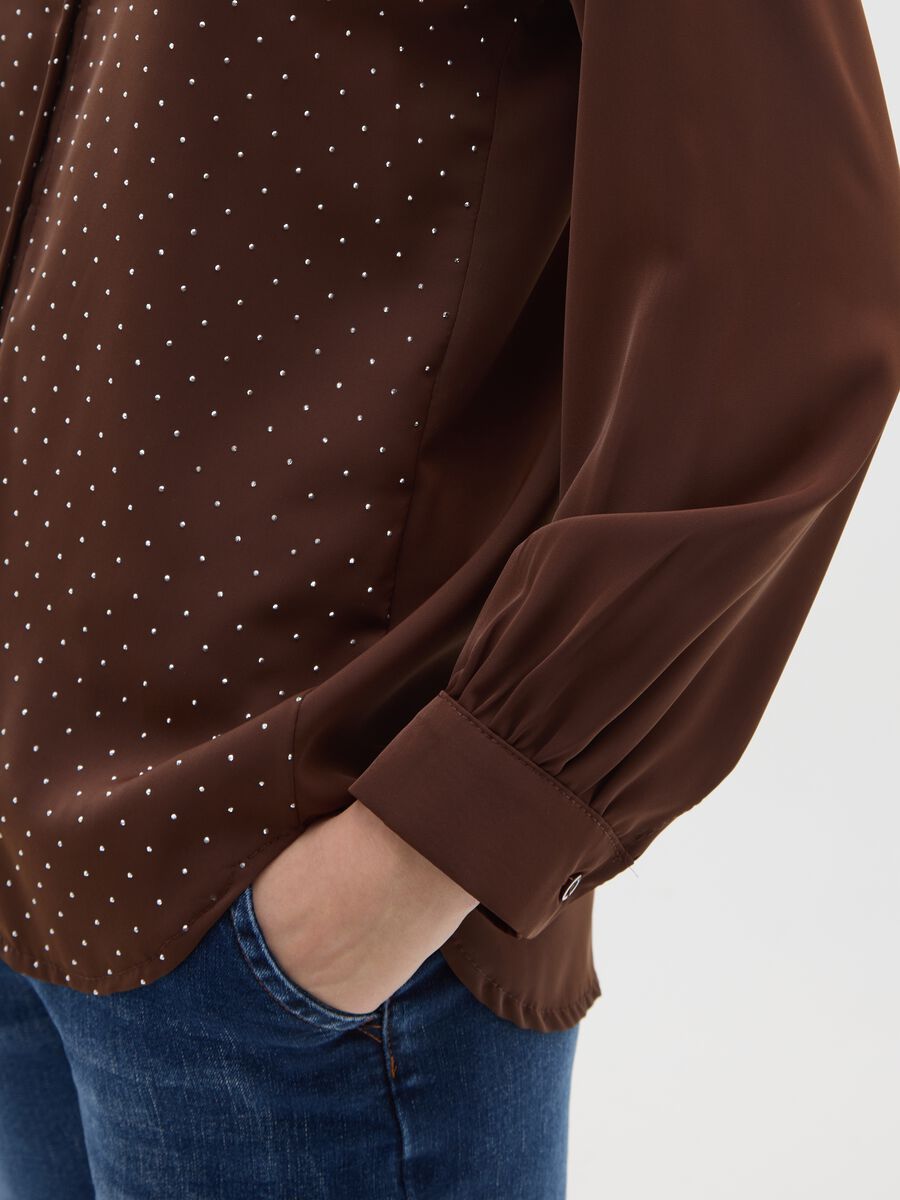 Camicia marrone regular fit con glitter_3