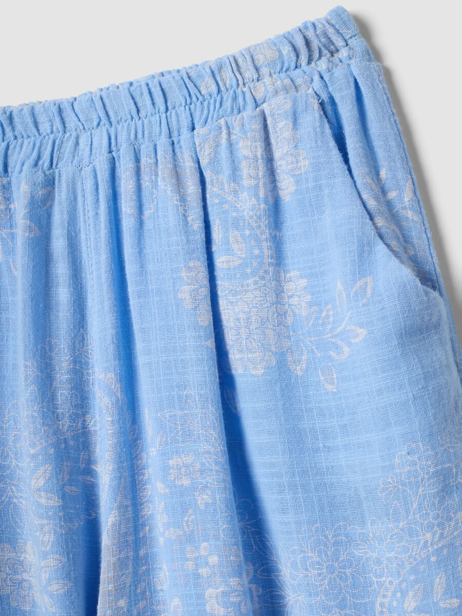 Light Blue Wide-Leg Pure Cotton Paisley Print Trousers &ndash; Regular Fit_5
