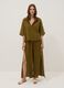 Short green pure cotton kaftan with V-neck_1