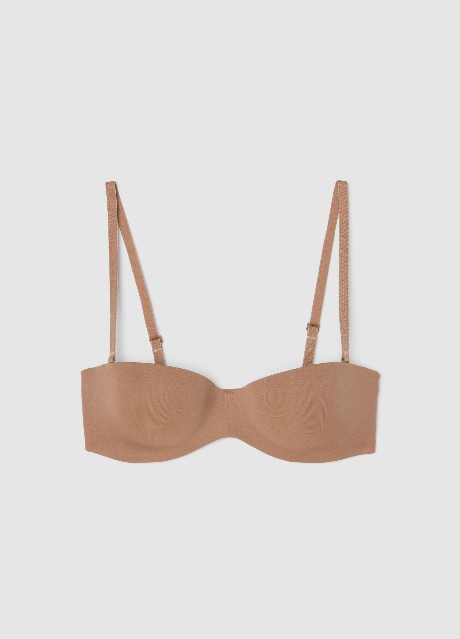 Beige balconette bra with removable padding