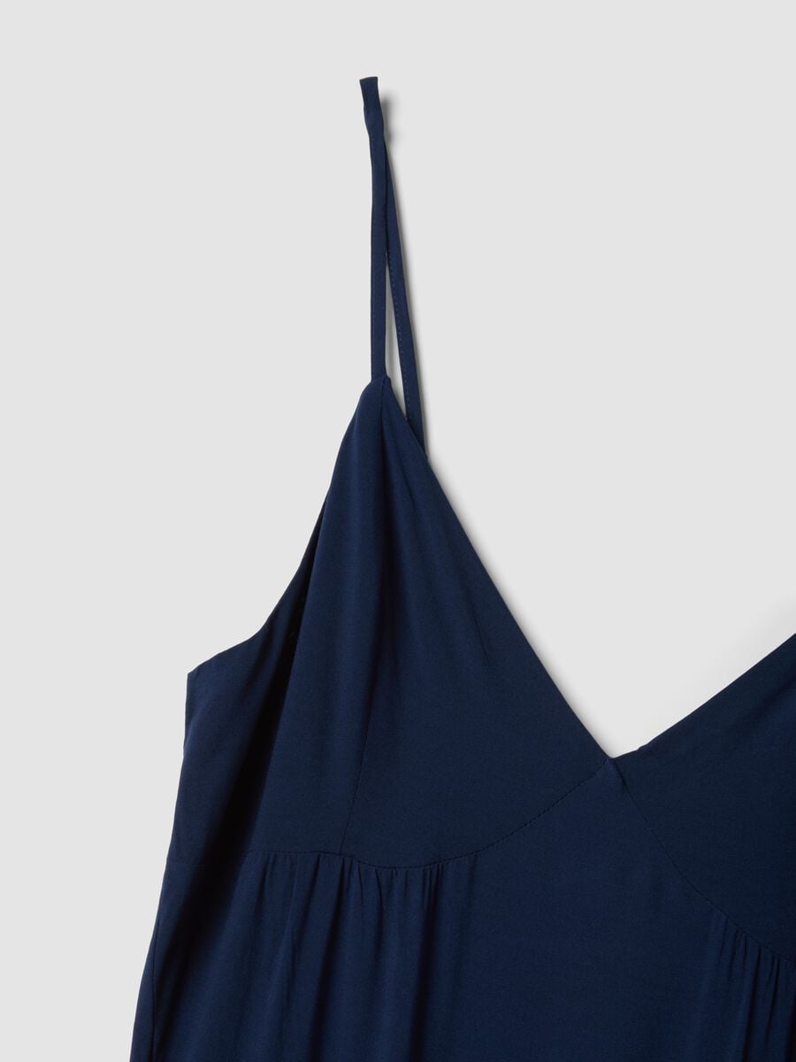 Long blue dress in pure viscose_5