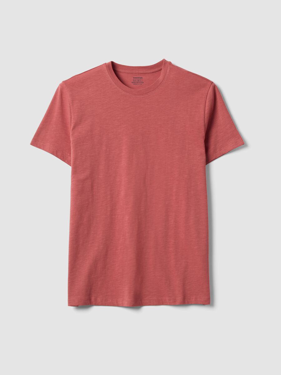 T-shirt rosa in puro cotone a maniche corte regular fit_0
