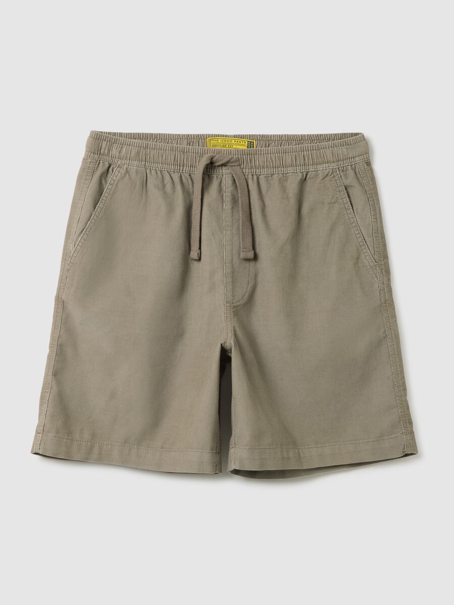 Men’s beige Bermuda shorts in 100% cotton with regular fit and elasticated waist_4