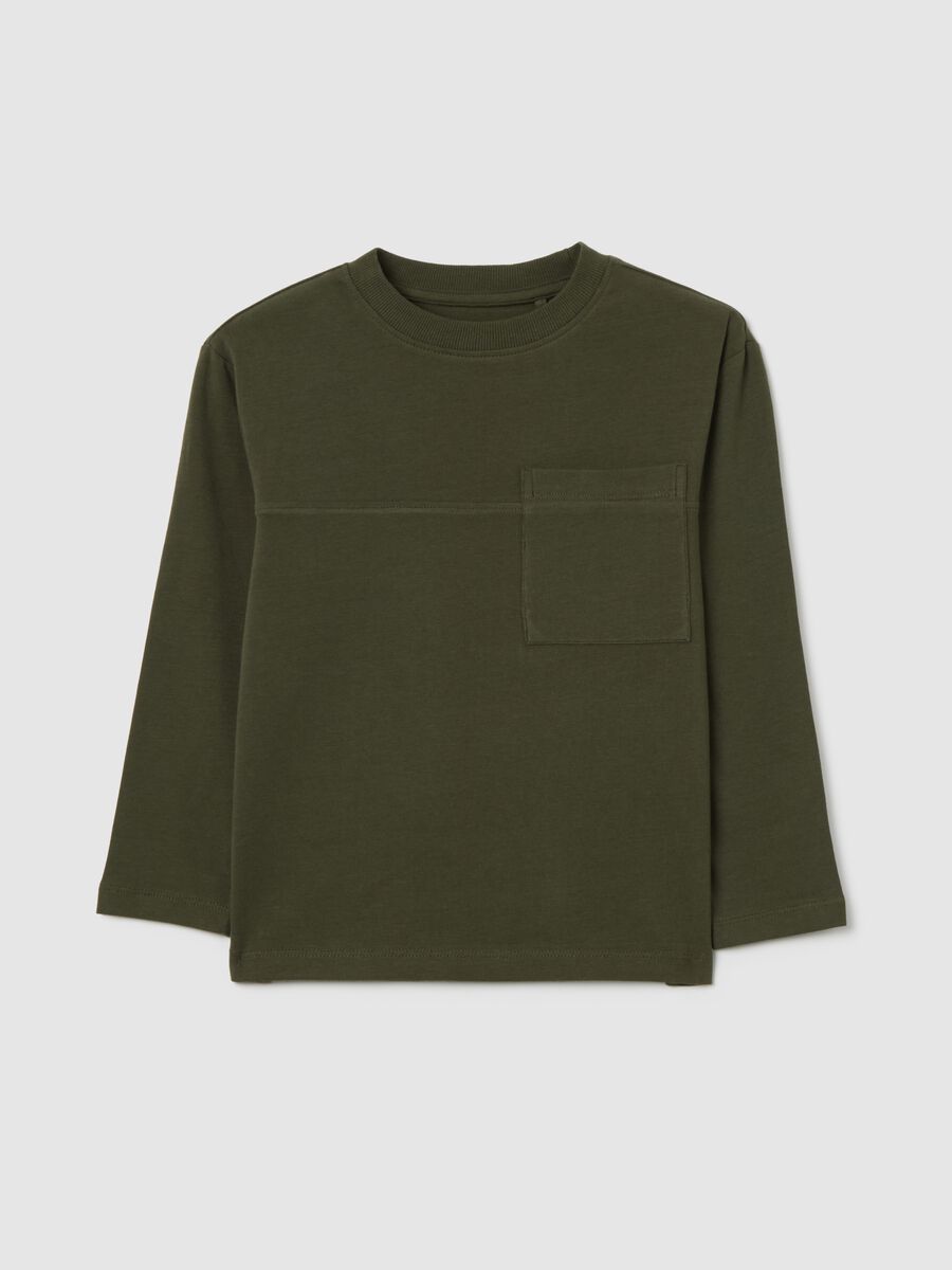 Maglia da bambino in misto cotone elasticizzato verde regular fit_0