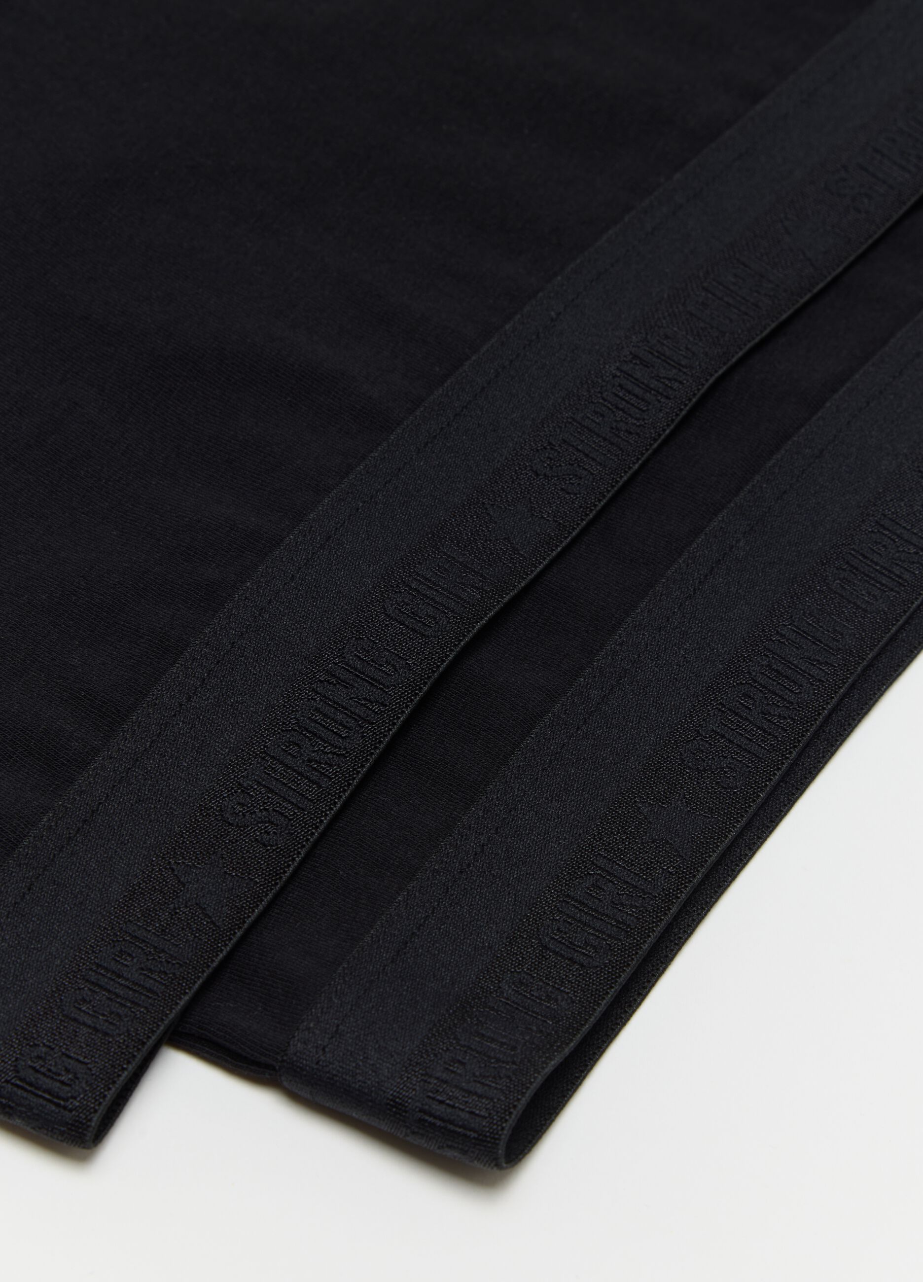 Set of girls' sporty tops in black stretch cotton