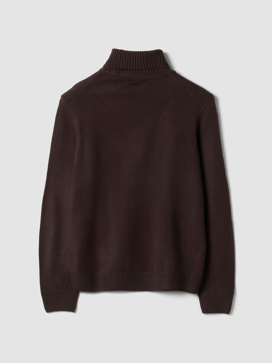 Maglia marrone a dolcevita regular fit in jersey knit_2