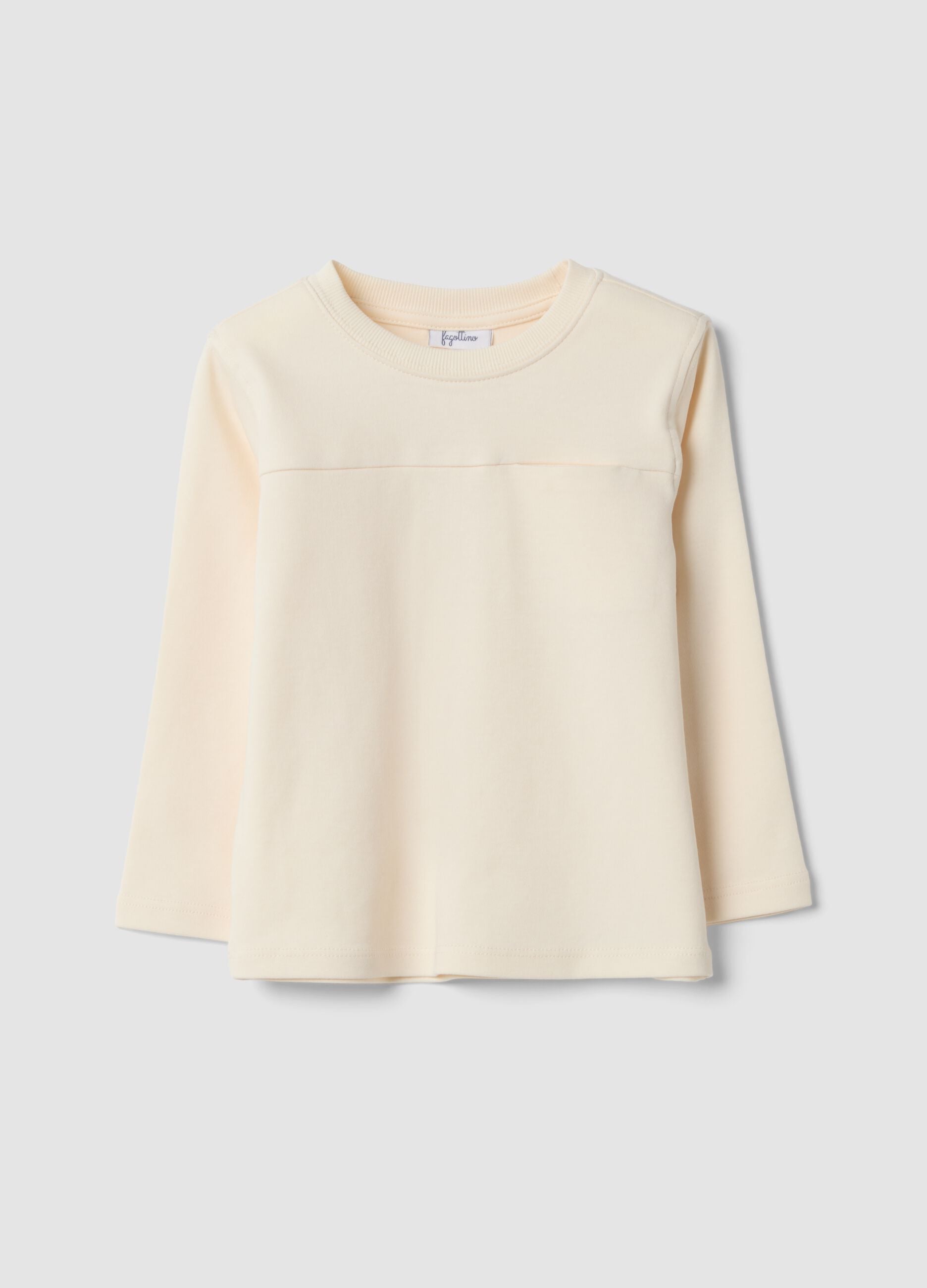 Maglietta beige girocollo in puro cotone organico