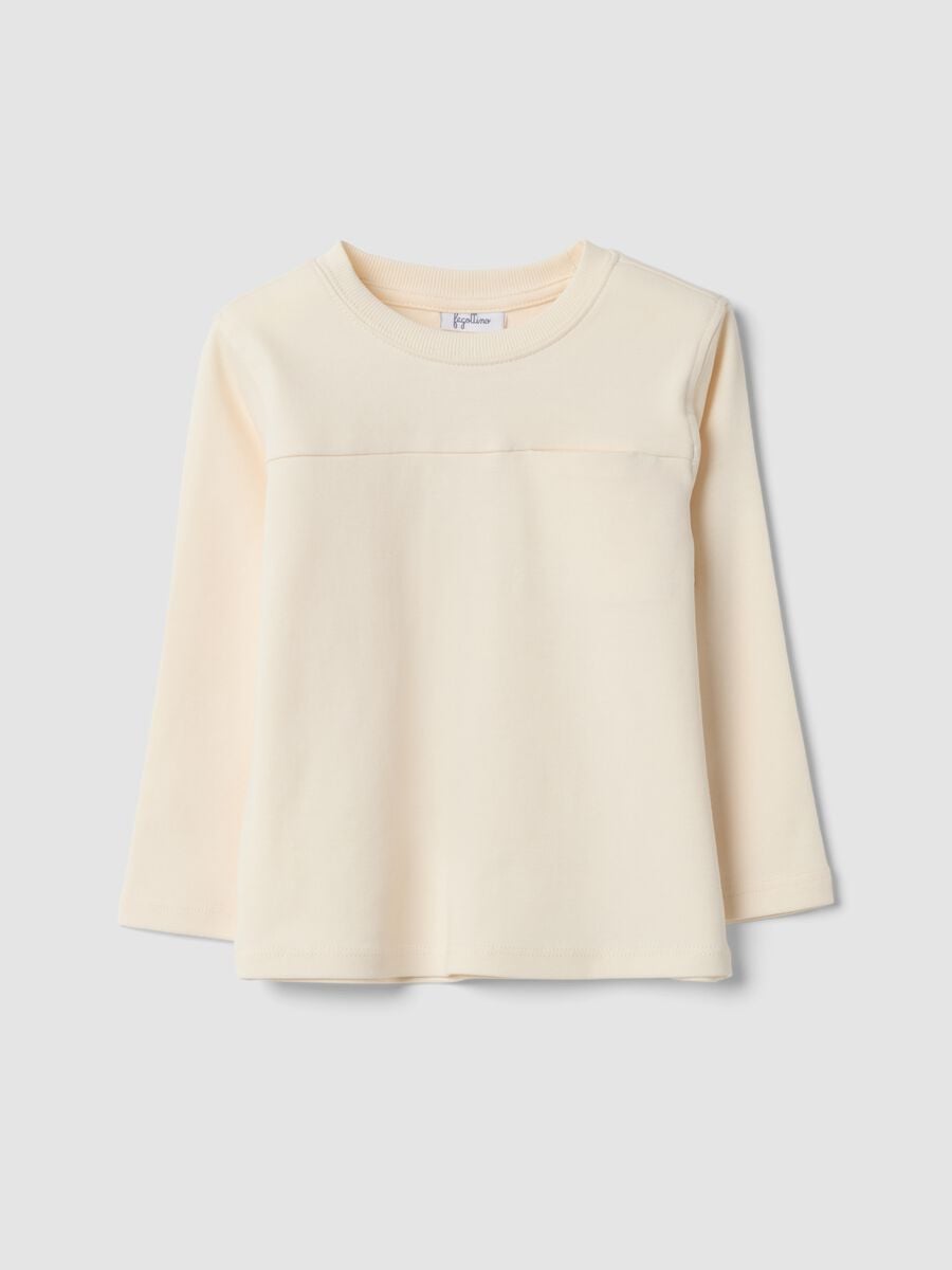 Beige crew-neck T-shirt in pure organic cotton_0