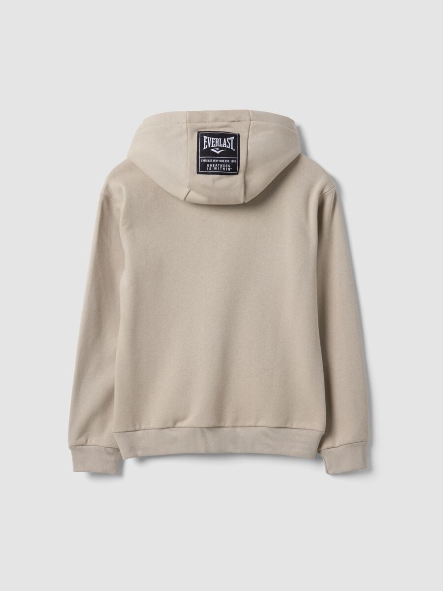 Felpa beige con cappuccio in misto cotone e logo per ragazzo_5