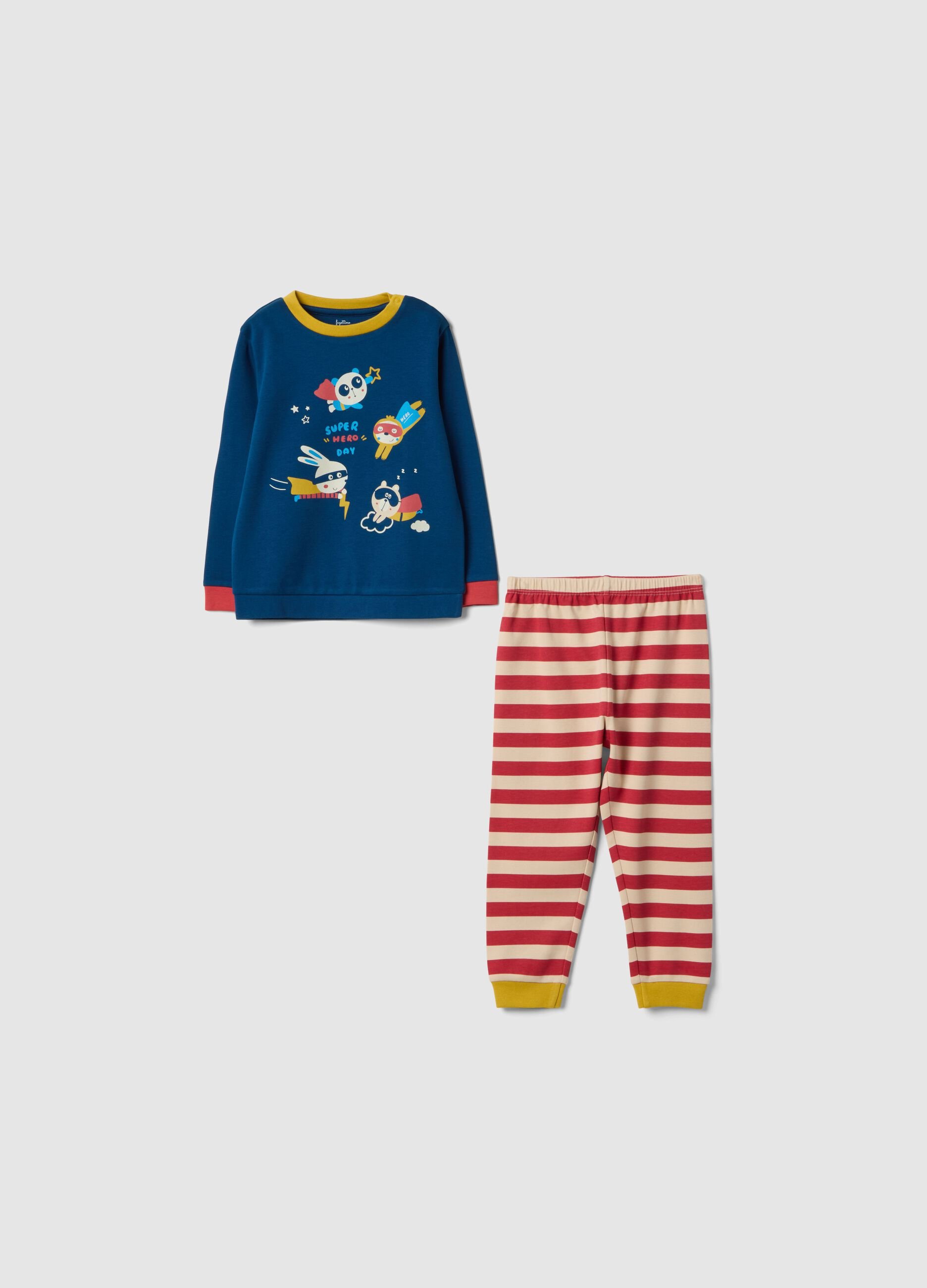 Pigiama in puro cotone multicolor da neonato regular fit con supereroi