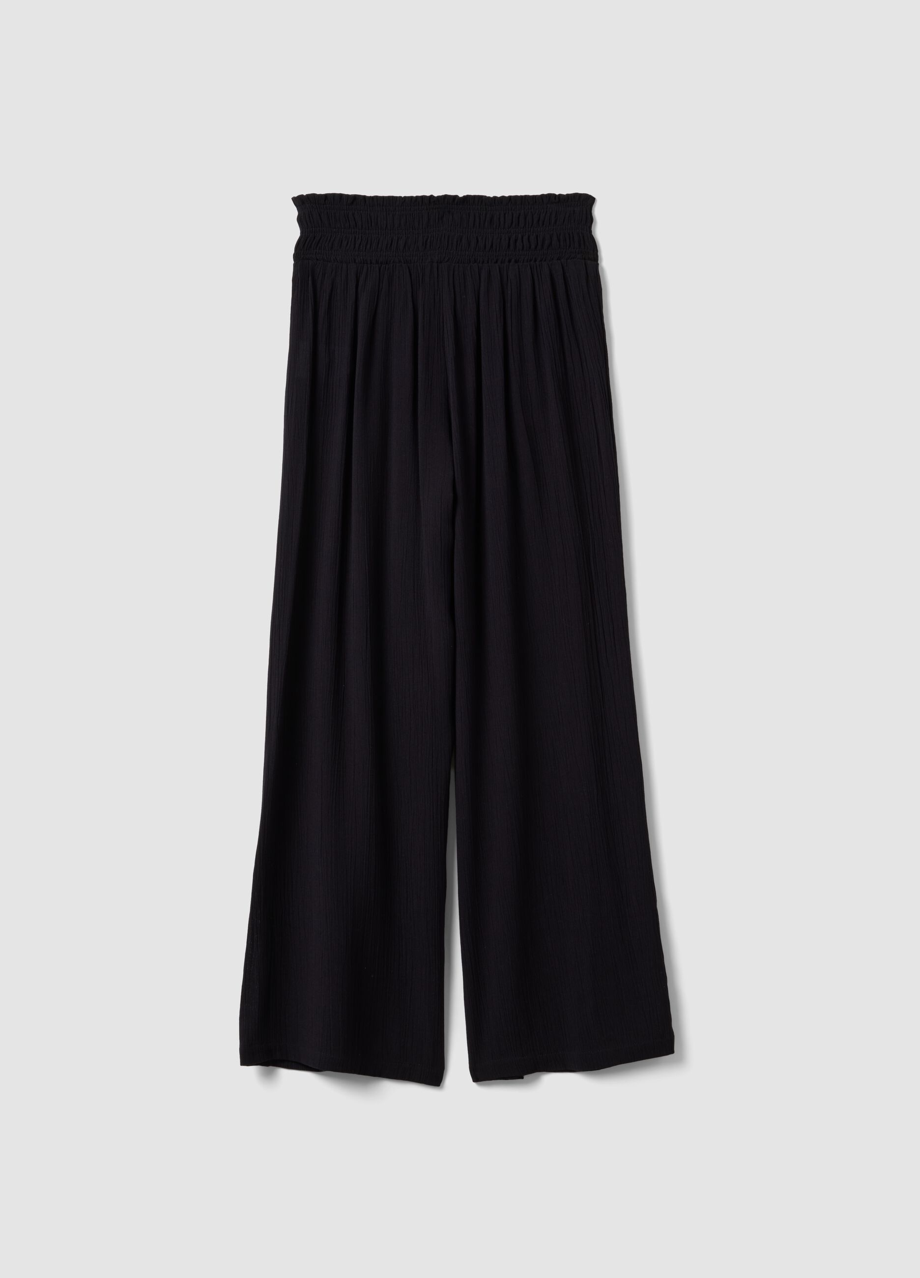 Black pure viscose palazzo trousers