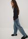Black stretch organic cotton T-shirt with ribbed neckline_0
