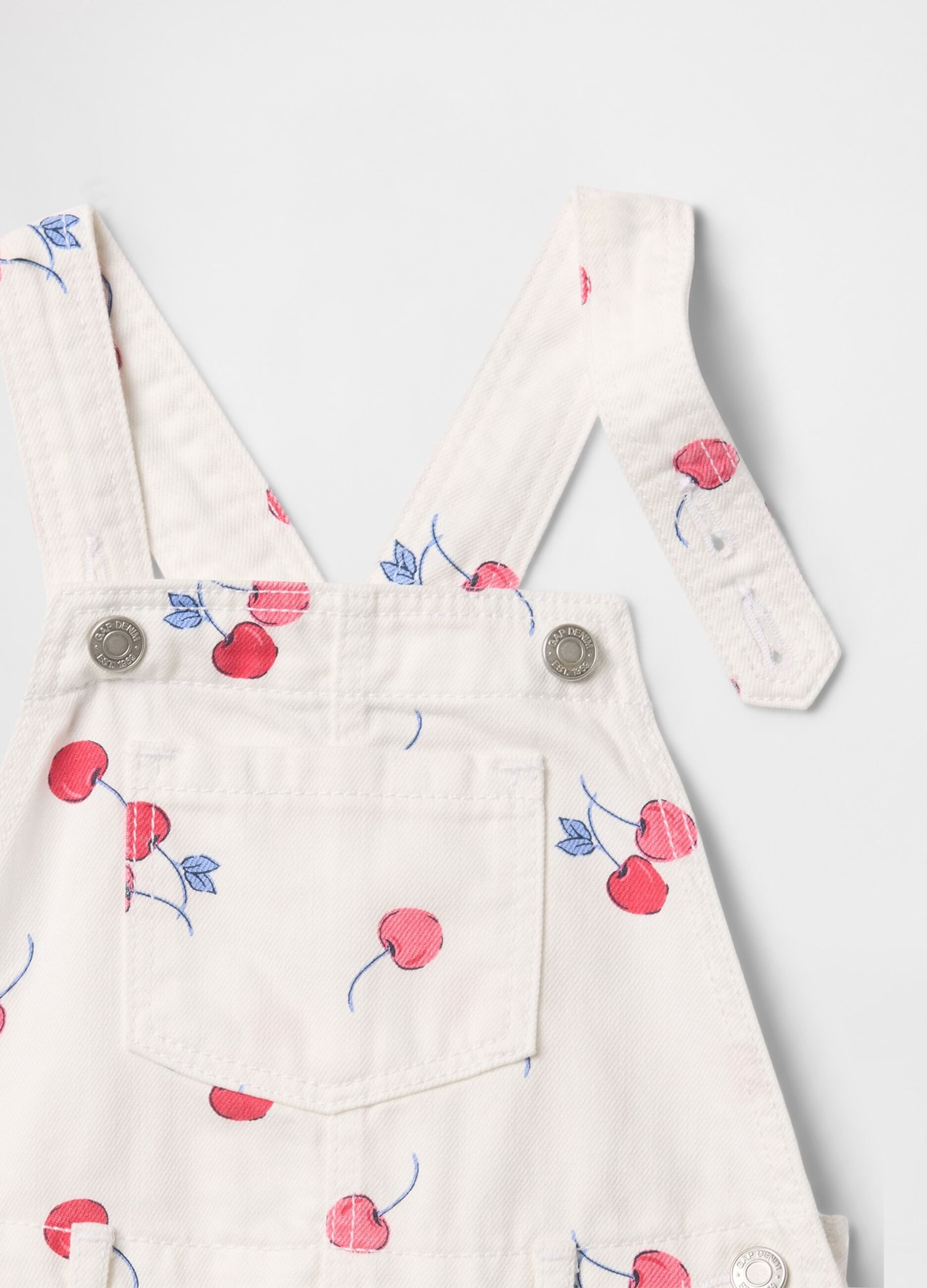 White Dungarees with Cherry Print GAP Kids
