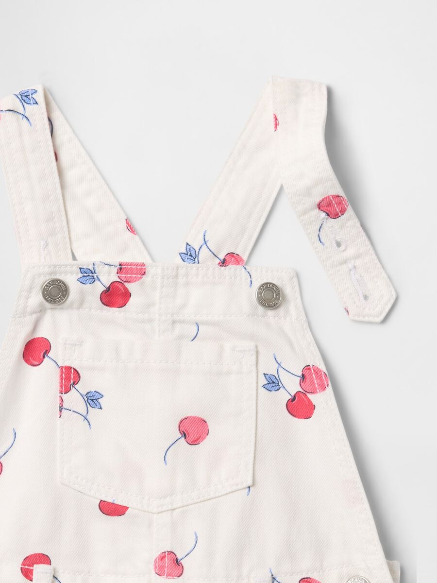 White Dungarees with Cherry Print GAP Kids_2