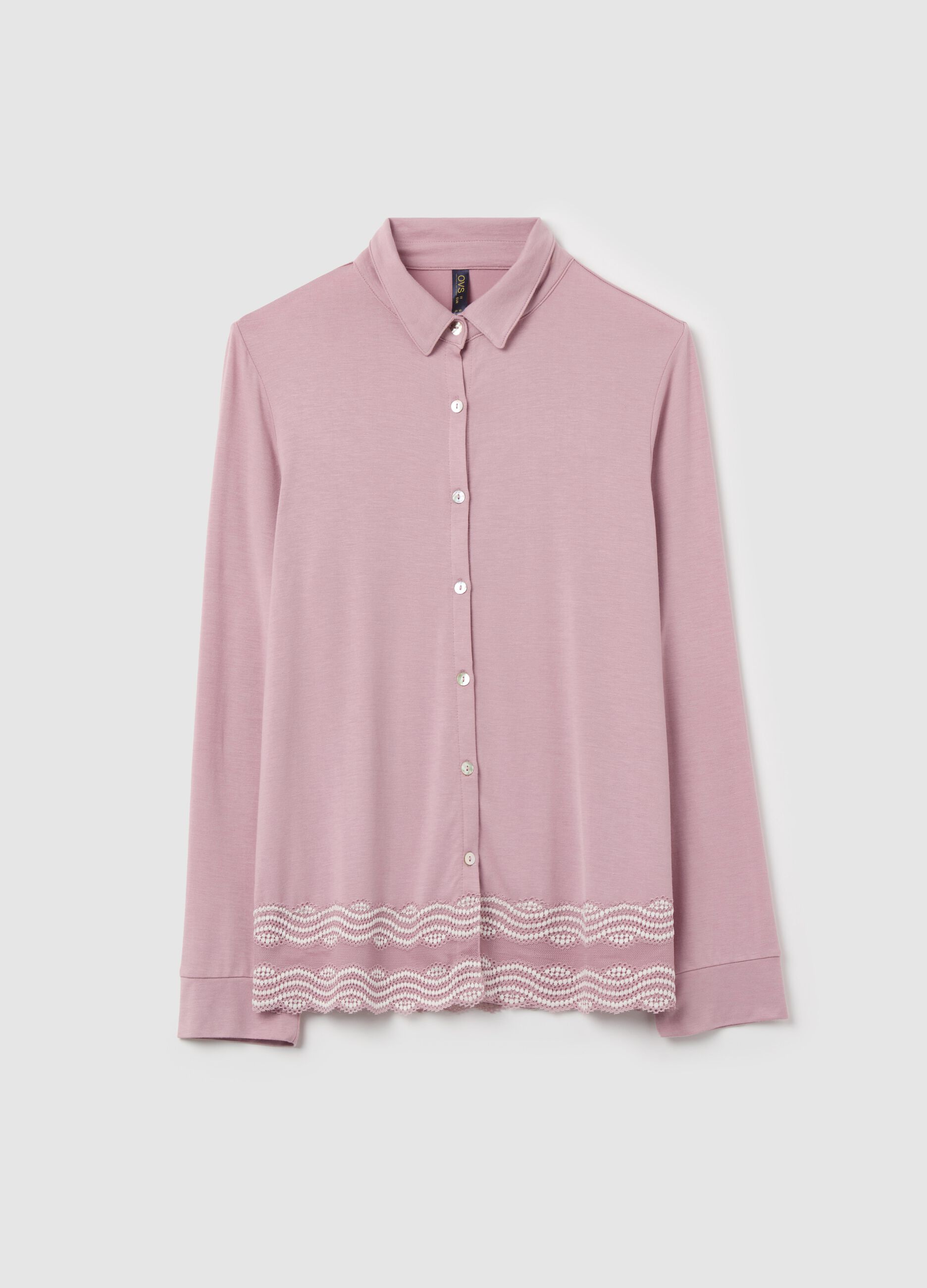 Modal pyjama top with contrasting details