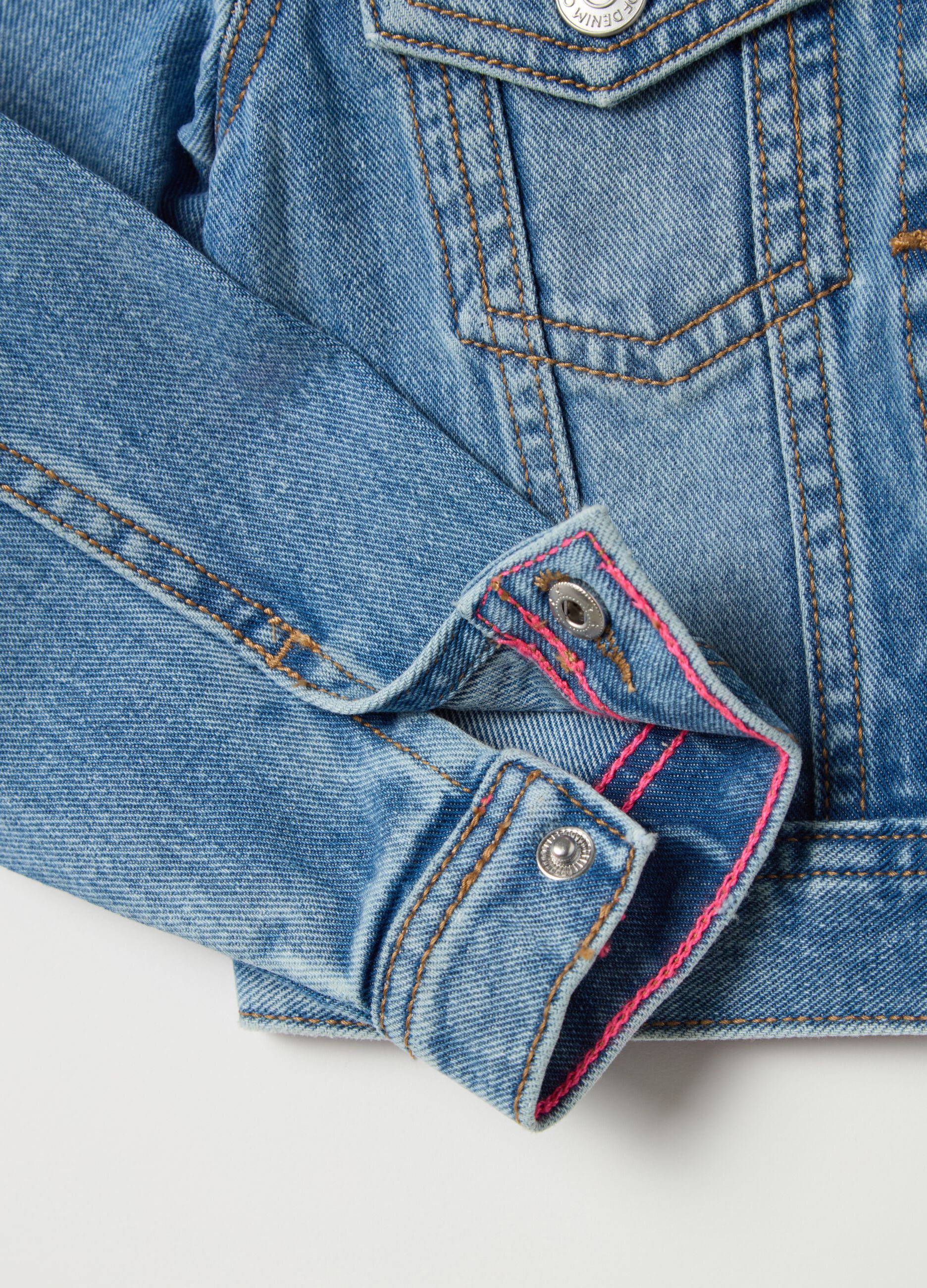 Denim jacket with unicorn patch