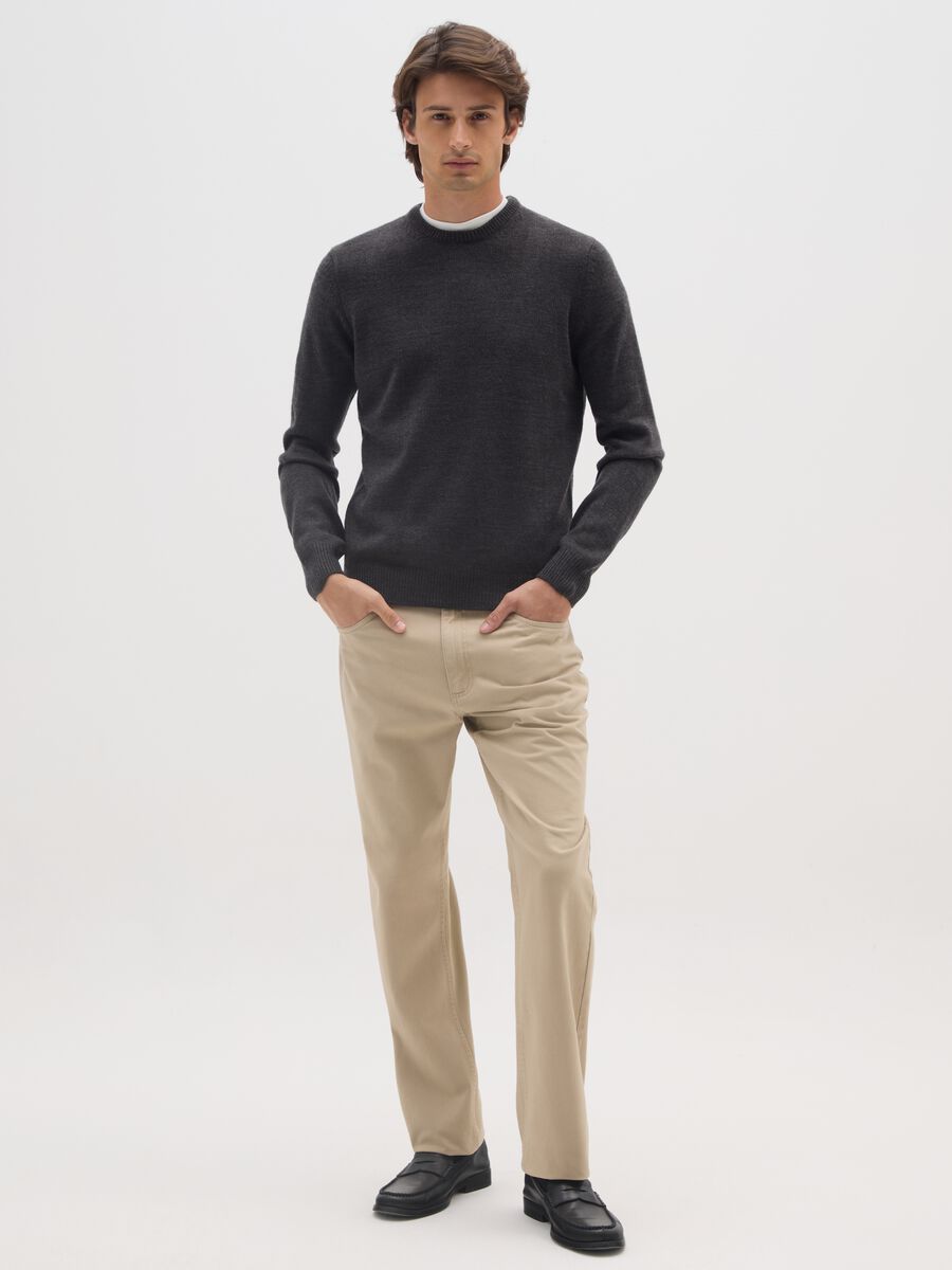 Grey Crew-Neck Sweater Regular Fit_1
