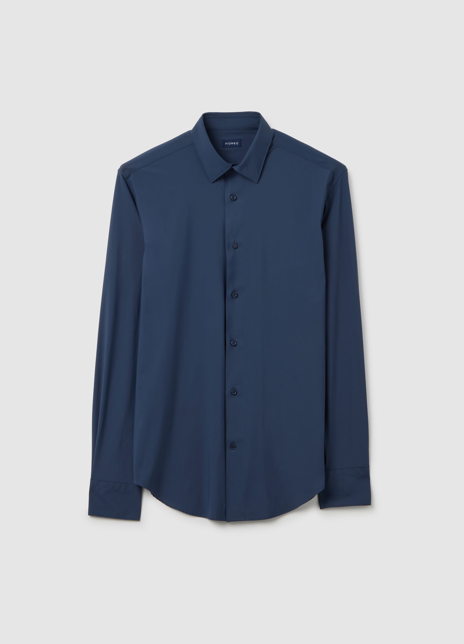 Blue Stretch Fabric Slim Fit Shirt