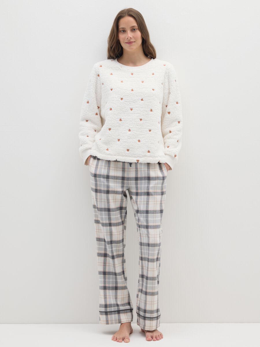 Grey checked flannel pyjama trousers regular fit_0
