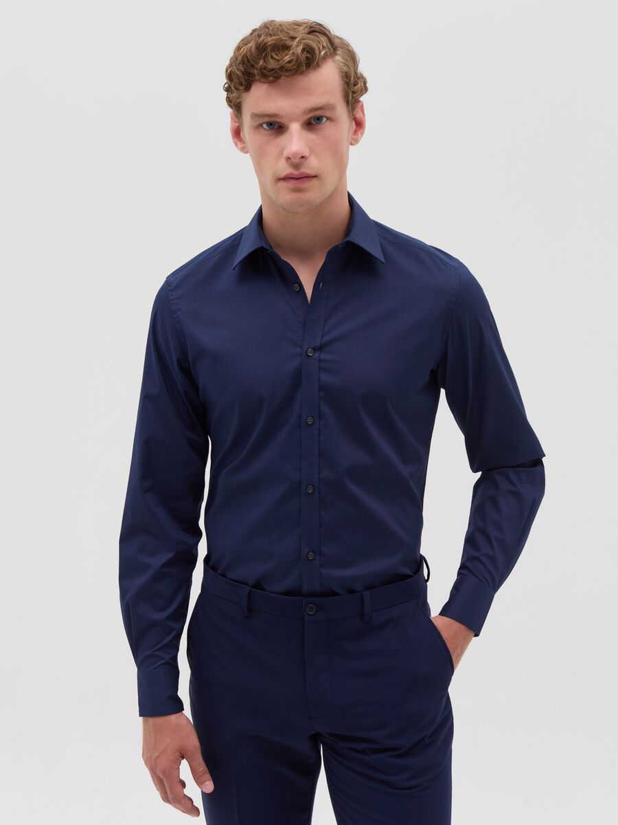 Solid colour slim fit shirt_0