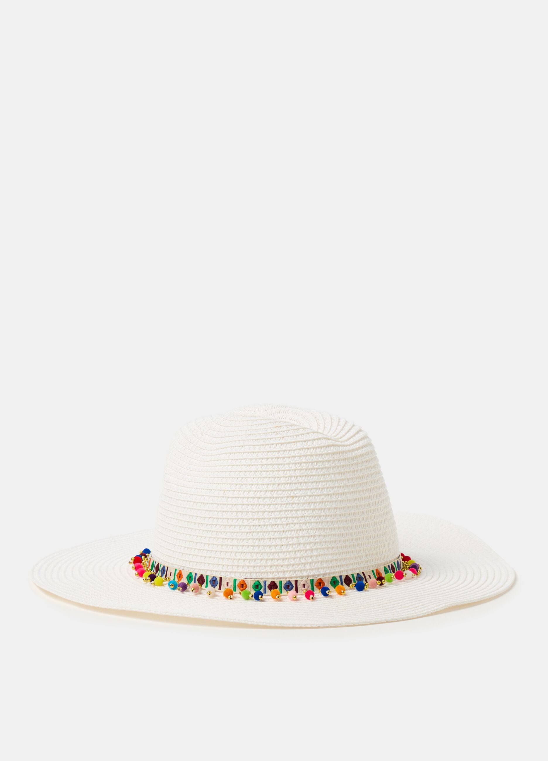 Raffia hat with stones