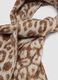 Ivory and light brown animal-print scarf with fringes_1