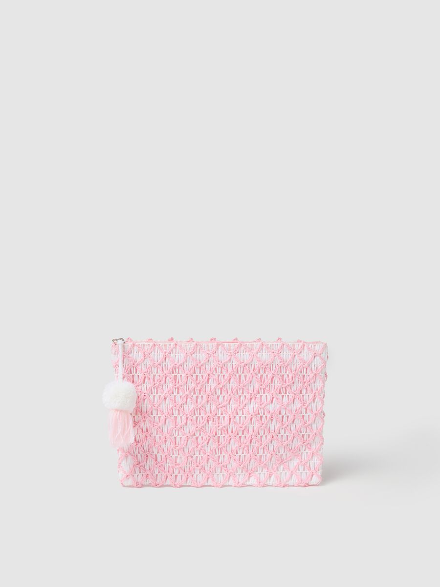 Pochette raffia rosa e bianca_1