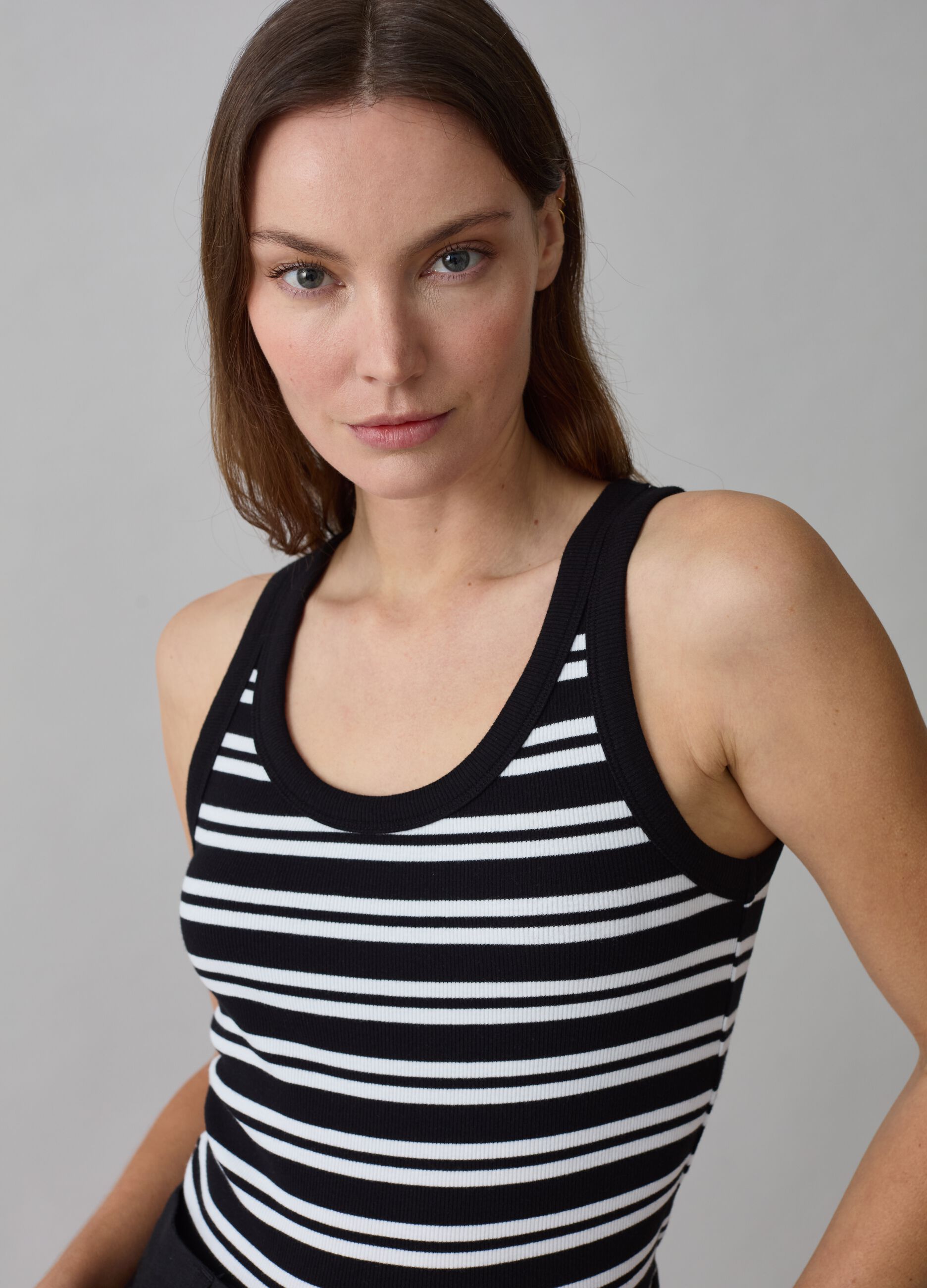 Ribbed tank top with striped pattern