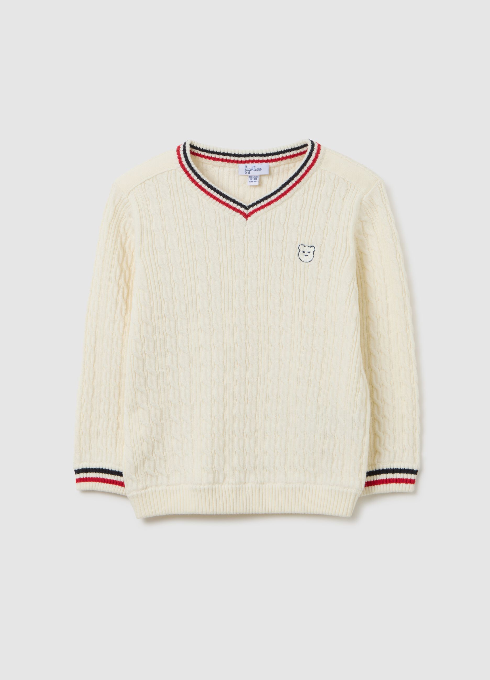 Children's jumper in pure white cotton regular fit