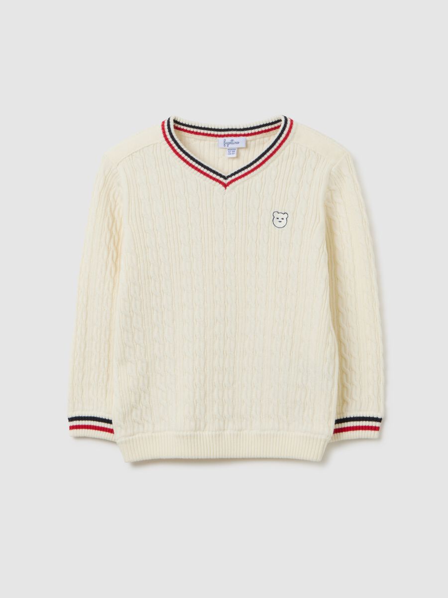 Children's jumper in pure white cotton regular fit_0