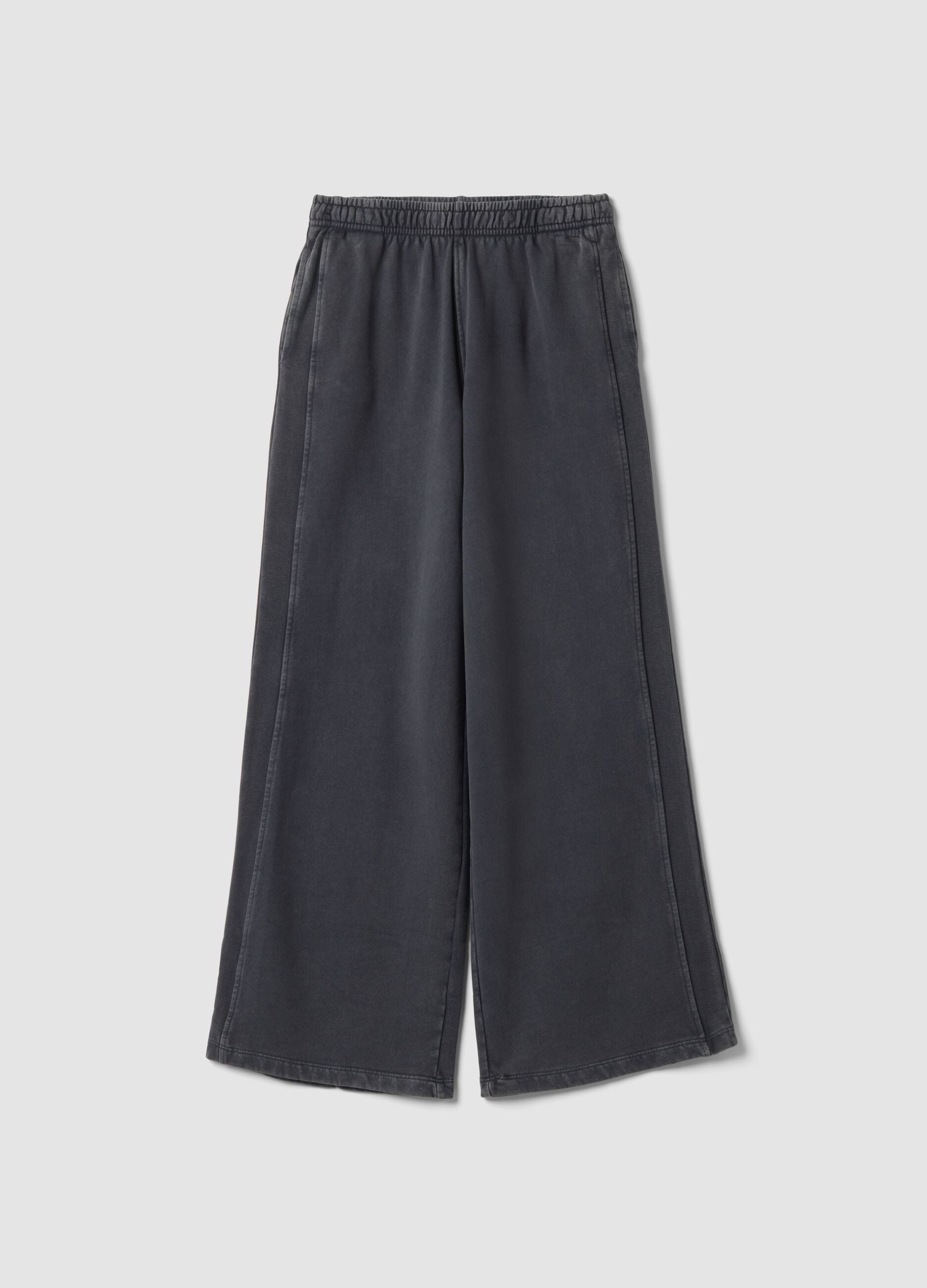 Pantaloni grigi wide leg in puro cotone