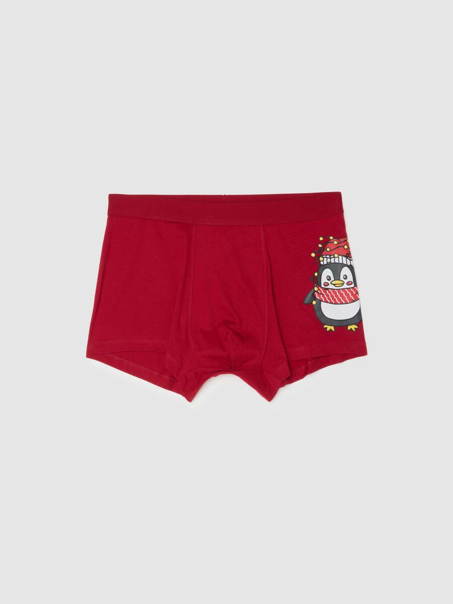 Red Christmas boxers in pure cotton with regular fit and print_0