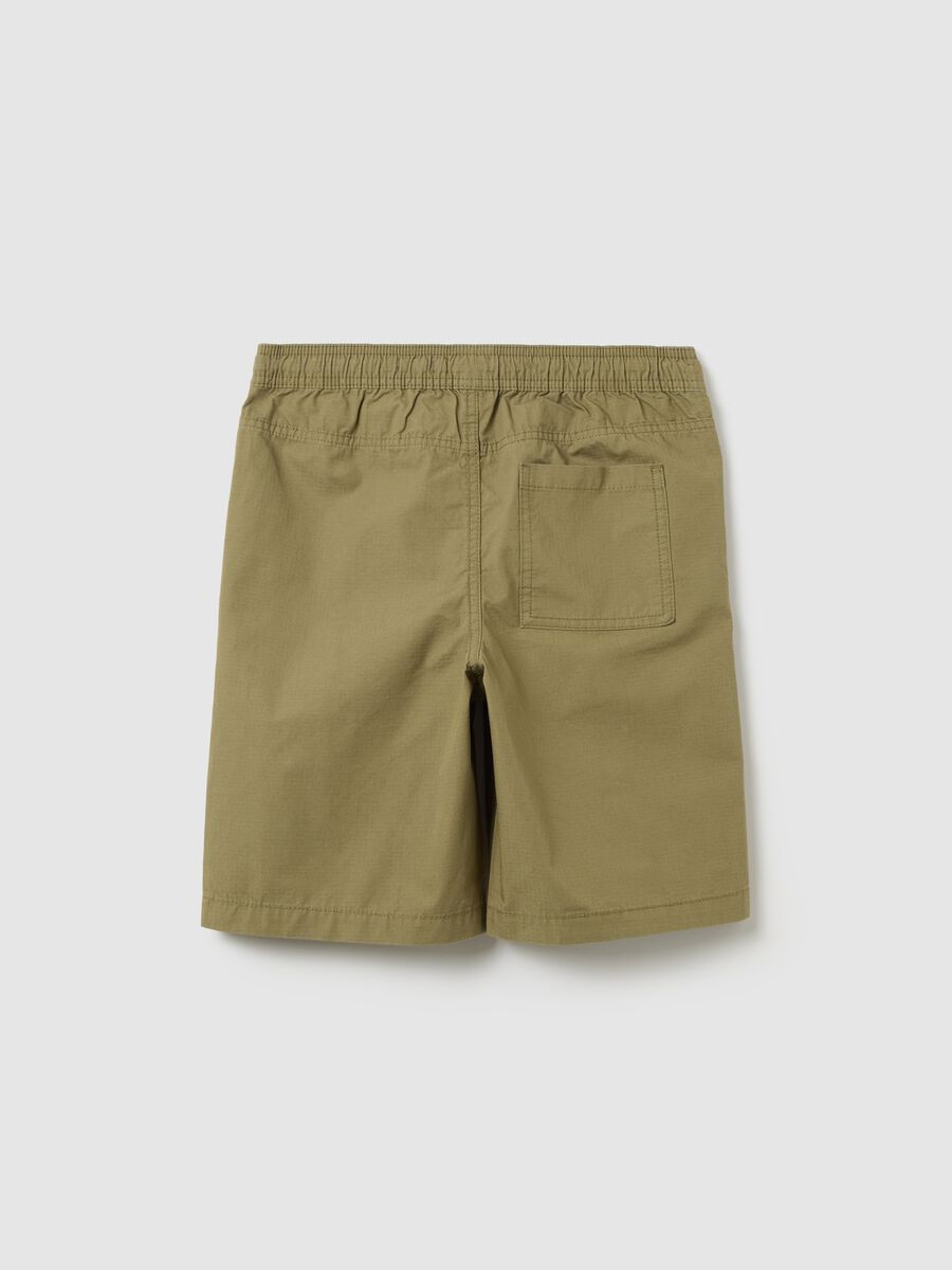 Shorts verdi in cotone con coulisse _4