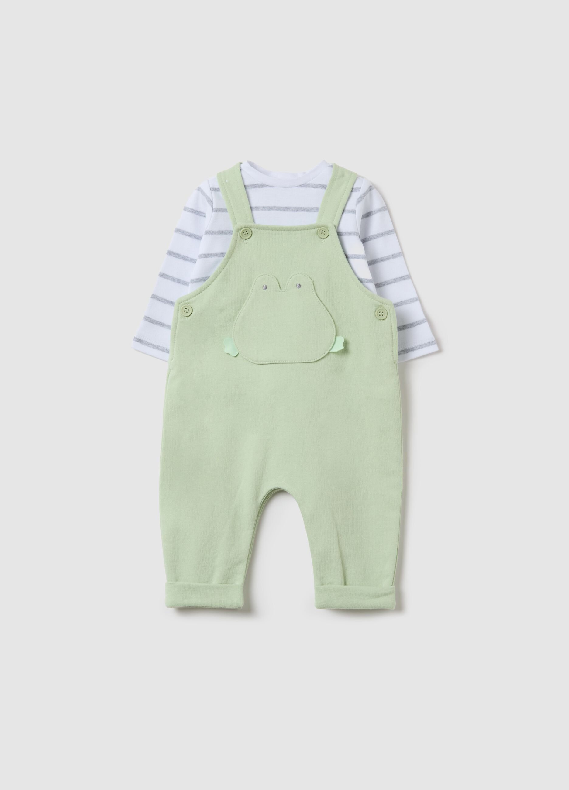 Dungarees and T-shirt set in cotton