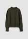 Cardigan verde in misto lana con colletto polo_6
