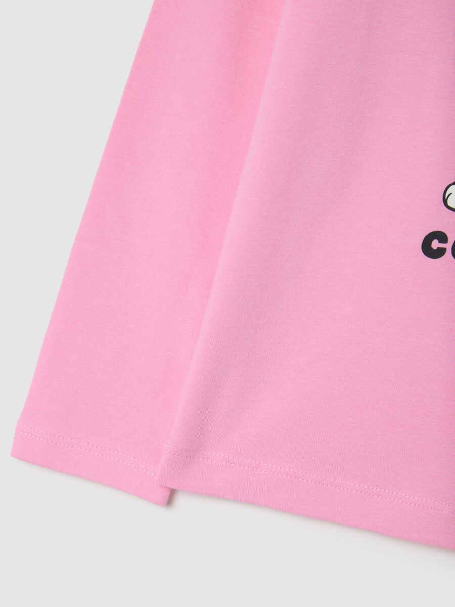 Girls' pink cotton T-shirt with regular fit and print_3