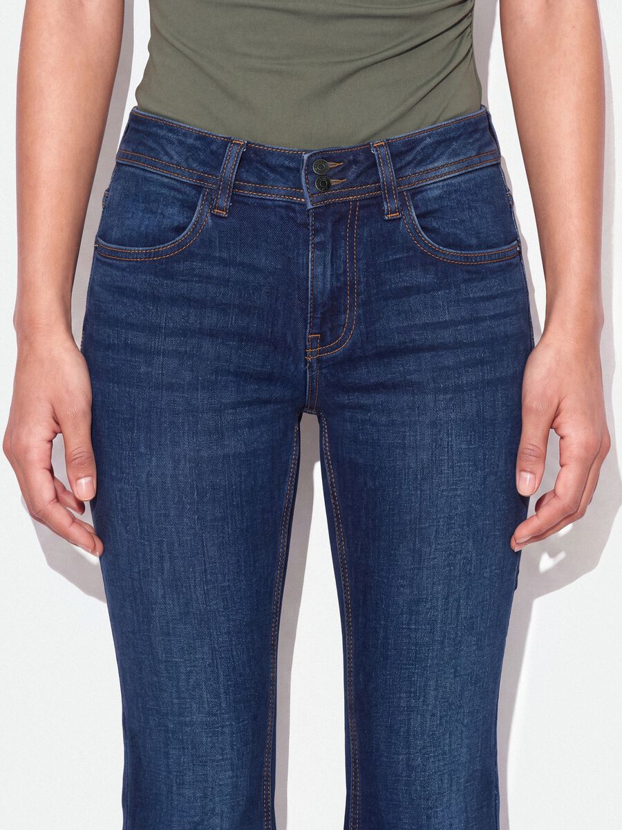 Jeans blu in cotone elasticizzato flare fit_3